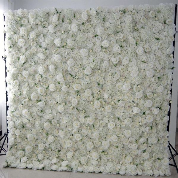 Mur de fleur 3D de qualité supérieure de 8x8ft de qualité supérieure à base de tissu enroulé des fleurs artificielles.