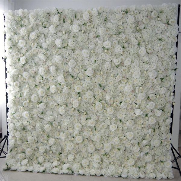 Mur de fleurs 3D créatif de qualité supérieure, 8x8 pieds, fait avec du tissu enroulé, arrangement de fleurs artificielles, décoration de fond de mariage, 318L