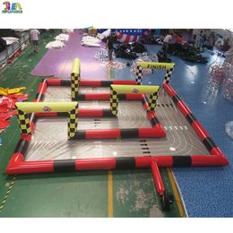 8x8x2mH (26x26x6.5ft) con soplador Envío gratis Actividades al aire libre Niños pista de karts inflable al aire libre juego suave pista de carreras de autos de choque inflables para la venta