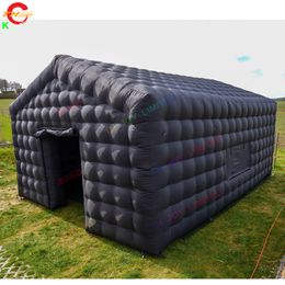 8x8x4mH (26x26x13.2ft) Avec ventilateur Activités de plein air Navire aérien gratuit Commercial Noir Tente de boîte de nuit mobile portable Tente de fête cube gonflable avec lumière et brumisateur