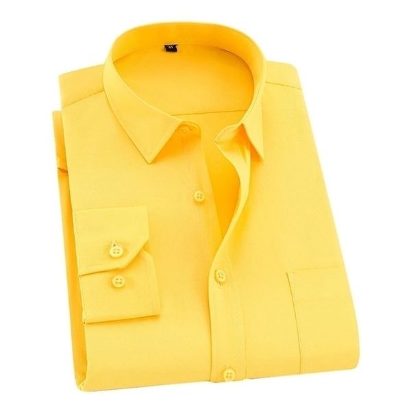 8xl 7xl 6xl 5xl hombres camisa manga larga hombre negocio vestido causal s sarga blanco amarillo marca formal trabajo formal s 220401