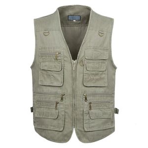 Gilet d'été sans manches en coton pour hommes, décontracté, grande taille, avec de nombreuses 16 poches, gilet multi-poches, 8XL, 9XL et 10XL, 240202