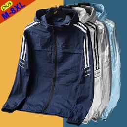 8XL Jassen Mannen Vrouwen Windjack Koppels Jassen Vrouwelijke Zonnebrandcrème Kleding Zomer Ultradunne Fietsen Hardlopen Dragen Mannelijke Sport Top 220715