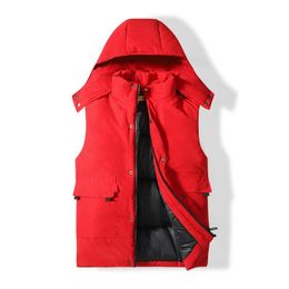 8XL printemps hiver chaud chapeau détachable hommes gilet sans manches décontracté rouge vert veste manteau pour hommes unisexe gilet grande taille