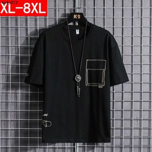 8xl zomer jeugd student vet korte mouwen T-shirt voor mannen plus maat losse ronde hals puur katoen half herenkleding