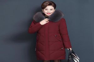 8xl Veste d'hiver Femme parka Hooded lâche chaude longue coton manteau femelle de grande taille poches rembourrées Femme Coat d'hiver Q19727374561