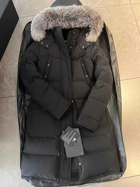 8zpp Parkas en duvet pour femmes, coupe canadienne classique, série Québec, vêtements de travail en oie épaissie avec col en fourrure de renard argenté pour et doudoune pour couples pour femmes