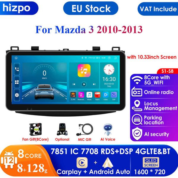 9 ''10.33 pouces 2din 4G Android autoradio multimédia lecteur vidéo pour Mazda 3 Mazda3 2011 - 2013 Nav GPS unité principale Carplay