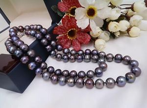 Collier de perles de Tahiti naturelles noires 22-10mm
