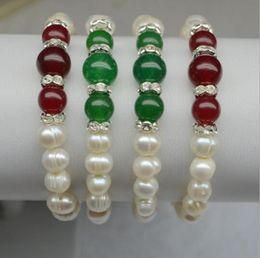 9-10mm puur natuurlijke zoetwater oester parels agaat armband elastische kracht parel sieraden bruiloft parel armband