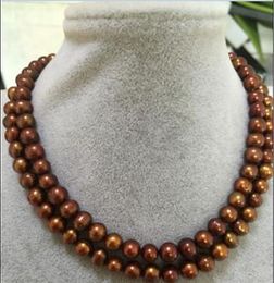 9-10mm South Sea Chocolate Pearl Ketting 32 Inch 14k Geel Gouden Sluiting