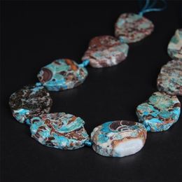 9-10 pièces brin pierre bleue brute Agates dalle pépite perles en vrac océan naturel Jades gemmes tranche pendentifs fabrication de bijoux202t