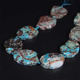 Brin de pierre d'agates bleues brutes, 9 à 10 pièces, pépites en vrac, perles naturelles de Jades de l'océan, pendentifs en tranches, fabrication de bijoux 2580