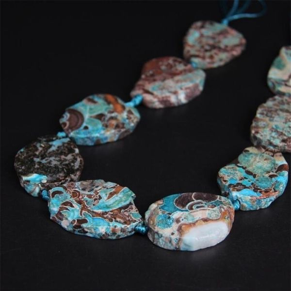 9-10 Uds hebra piedra azul cruda ágatas losa pepita cuentas sueltas océano Natural Jades gemas rebanada colgantes joyería Making202t