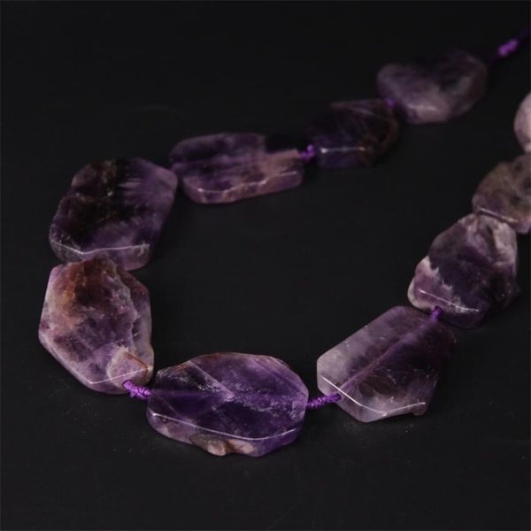 9-10 pièces/brin dalles brutes améthystes foncées naturelles tranche de Quartz rugueux perles en vrac, pendentifs pépite de cristal violet fournitures de bijoux
