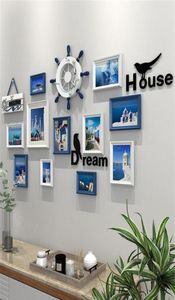 9 11-delige set blauw wit Po frame muur mediterrane stijl decor el layout H300c7428959