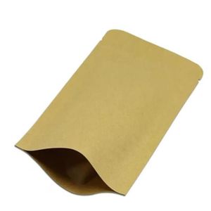 9 * 14cm DOYPACK Kraft Paper Mylar Storage Sac Stand Up Aluminium Foil Tea Biscuit Package Djnqu