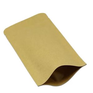 9 14 cm Doypack Kraft Papier Mylar Sac De Rangement Stand Up Feuille D'aluminium Thé Biscuit Paquet Pouch288r