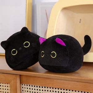9/15/25 cm kleine knuffelige zwarte kat pluche pop cartoon gevulde ronde kogelkatten plushie meid tas sleutelhanger hanger speelgoed la516