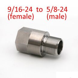 9/16-24 vrouwelijk naar 5/8-24 mannelijk Brandstoffilteradapter Roestvrij stalen draad Soent Trap Draadwisselaar Ss Schroefconverter Drop Delivery Dho6G