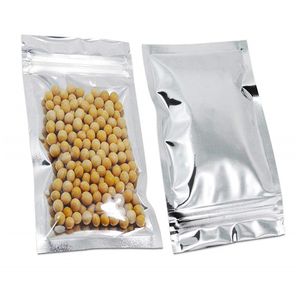 Emballage de papier d'aluminium en plastique sac fermeture éclair pochette d'emballage translucide auto-scellant sacs de stockage de nourriture anti-odeur