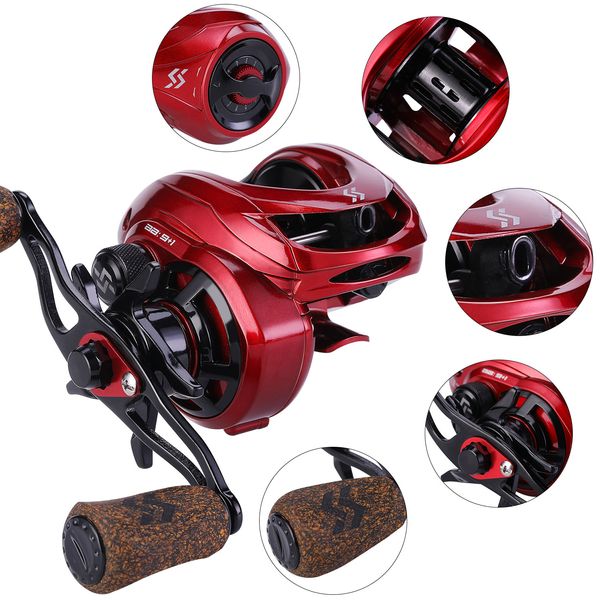 Carrete de pesca 9 + 1BB, potencia de arrastre fuerte, cañas de pescar de 8kg, ruedas de fundición de carpa, seguimiento