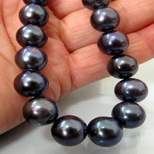 9-1mm Collier de perles noires naturelles tahitiennes Perfect Round 17 ''