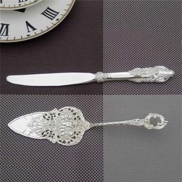 Ensemble de service de gâteau de mariage en argent 9 25 '', petite pelle, décoration de fête baroque, argenterie d'anniversaire, cadeau de noël 2110236k