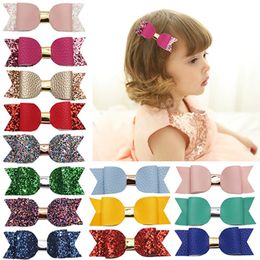 9 * 3 cm Dubbellaags Handgemaakte Dovetail Bows Kinderen Barrette Kleurrijke Pailletten Bowknot Infant Bangs Haarspeld Kids Haaraccessoires