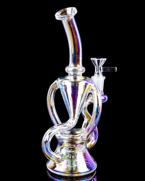 9,3 pouces Clear Twin Chambers Neo Fab Egg Rainbow Hookah Glass Bong Dabber Recycler Recycler Pipes Water Bongs Pipe de fumée 14 mm Femelle Joix US Entrepôt