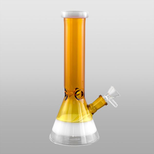 Bong de cachimba de tubo recto con base de vaso de color marrón claro de 9,3 pulgadas - Percolador de vástago inferior difuso, junta hembra de 14 mm