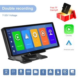 Moniteur vidéo de voiture portable HD 9,3 pouces 64 Go DVR sans fil CarPlay Écran de navigation Écran de contrôle tactile Androidauto Caméra avant et arrière pour toutes les voitures