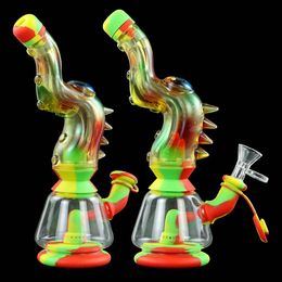 9.4 '' Lekvrije Roken Hookahs Bongs Resin Glas Waterleidingen Siliconen Bubbler Rigs met Verpakkingsdoos