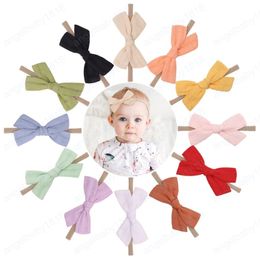 9.5 * 6.5 Cm Mooie handgemaakte strik baby meisjes haarband effen kleur bogen elastische hoofdband prinses hoofddeksels kerstversiering