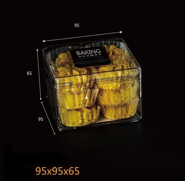 9.5*9.5*6.5cm plastique de qualité alimentaire PS clair gâteau bricolage biscuits boîte Biscuit emballage boîte à bonbons conteneur SN3315