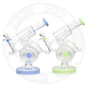 9,5 pouces Plates-formes pétrolières Narguilé Haute qualité Double piliers Tuyaux en verre 14,4 mm Taille Jonit Fumée pipe à eau tabac cool bongs Dab rig recyler 5 mm Épaisseur