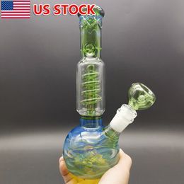 El tubo de agua de cristal del tubo de la cachimba que fuma pesado de 9,5 pulgadas Bong el pelele Bongs + el cuenco de 14m m