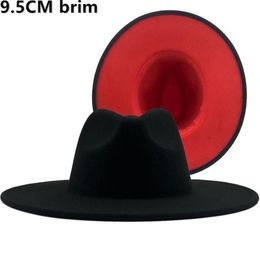 9 5 cm breed rand wollen big-rand jazz tophoed herfst winter dames zwart rood licht top fedora hoed mode heren panama232n