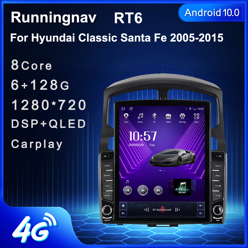 9.7" New Android For Hyundai Classic Santa Fe 2005-2015 Tesla Type Car DVD Radio Multimedia Video Player Navigation GPS RDS No Dvd CarPlay & Android Auto