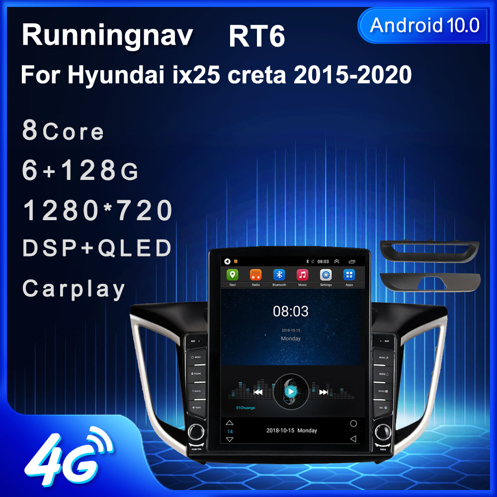 9.7" New Android For Hyundai Creta IX25 2014-2018 Tesla Type Car DVD Radio Multimedia Video Player Navigation GPS RDS No Dvd CarPlay & Android Auto Steering Wheel Control