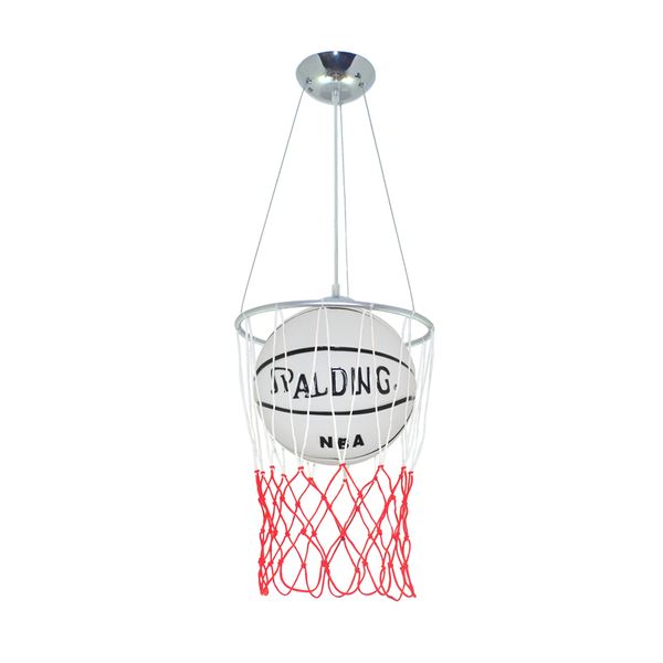 Lampe suspendue en verre pour chambre d'enfant, 9.8 pouces, basket-ball/football avec filet, salle d'étude moderne pour enfants, lampe suspendue avec cordon créatif