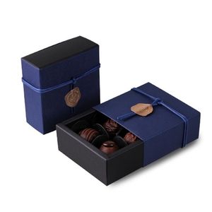 9 * 9 * 3.5cm Diepe Sapphire Blue 10 Set Chocolade Papier Box Valentijnsdag Kerstverjaardag Party Geschenken Verpakking Opbergdozen 210724