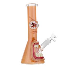 Bong con vaso de vidrio de 9,9 pulgadas estilo Halloween: tubo recto, junta de 14 mm, vástago inferior difuso