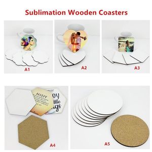 Posavasos de sublimación de 9x9cm, manteles de mesa en blanco de madera, aislamiento térmico de MDF, almohadillas para tazas de transferencia térmica, posavasos DIY C0610A2