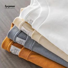 9,9 oz 280gsm High Quality T-shirt lourde surdimensionné pour hommes à manches courtes Tee Coton Couleur solide Tendance verte blanc noir 240416