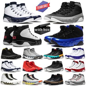 Met doos 9 9s basketbalschoenen gefokt zwart blauw antraciet coole grijs space jam universiteit goud chili rode mannen dames sporttrainer sneakers