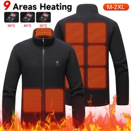 9 Area Heating Jacket Men Women Winter Warm USB Heating Jackets Coat Smart Thermostat Heated Clothing Warm Jackets for Outdoor