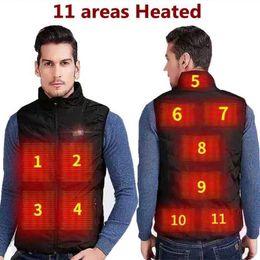 9 zones gilet chauffant veste USB hommes hiver électrique veste sans manches chauffante pêche en plein air gilet de chasse 211019