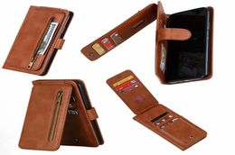 9 Card Pocket Multifunction Pack Wallet Cases voor iPhone 13 2021 12 Pro Mini 11 XR XS Max X 10 8 7 6 Lederen verticaal ritsframe6796793