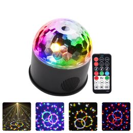 Boule magique en cristal LED 9 couleurs 9W, éclairage de scène, USB, lumière de fête Disco, son actif, éclairage de scène DJ avec télécommande